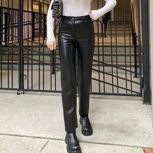 Wilfred by Aritzia The Melina Black Vegan Leather Leg Pants